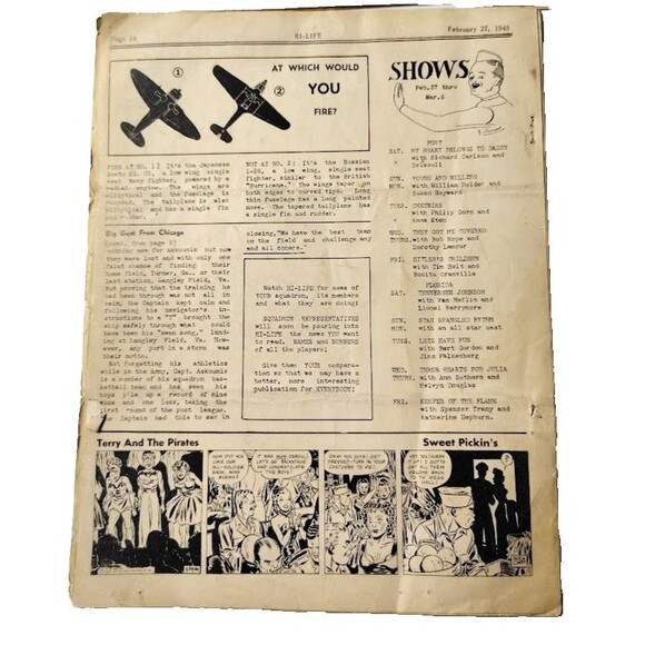 RARE FIND 4 Hi-Life Newspapers Hendricks Field 1944 Vintage Original Magazines - Picture 10 of 14